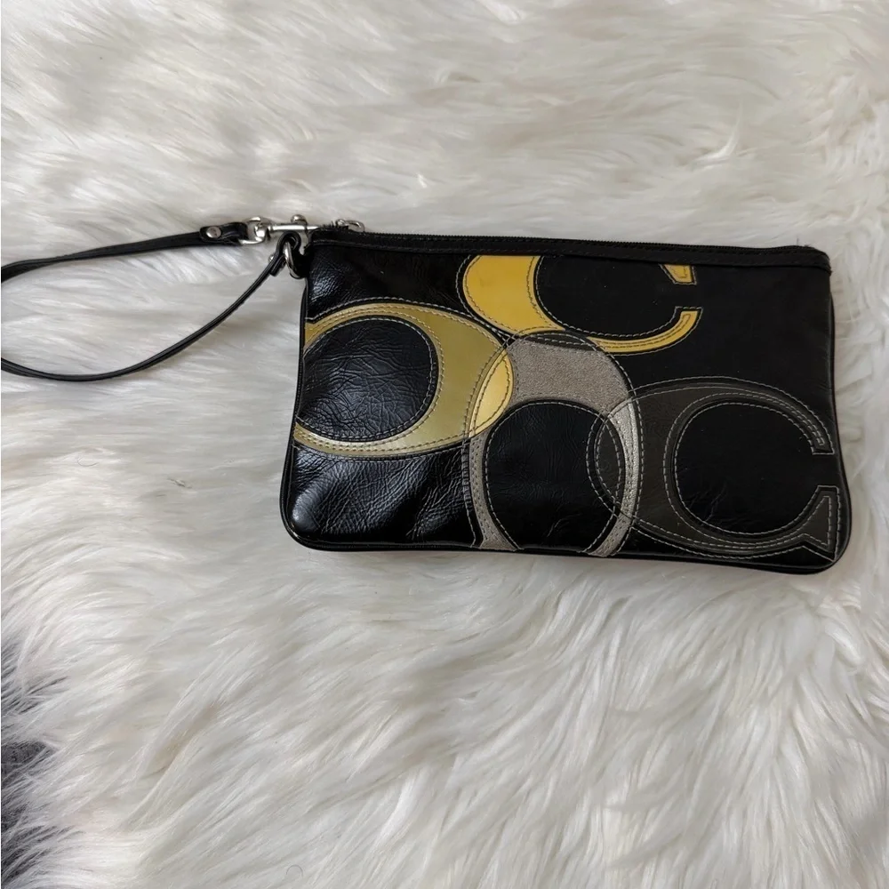 Coach Black and Yellow Wristlet